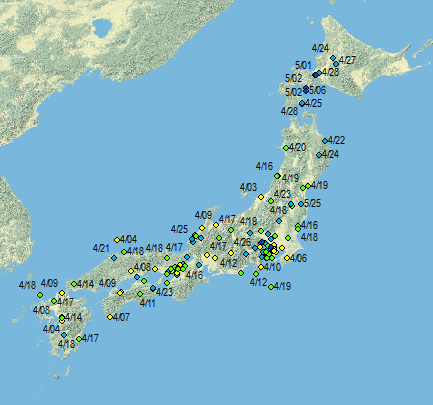 オオルリ初認地図